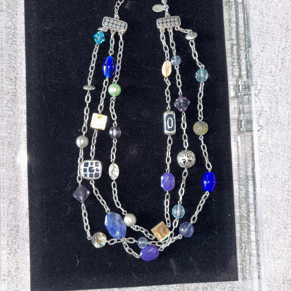 Lia Sophia Silver and Blue Multi-Strand Necklace